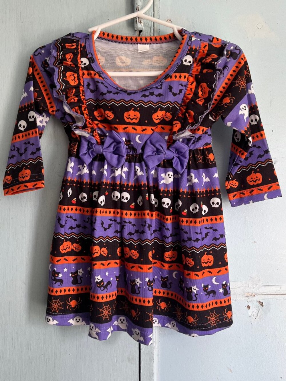 NWOT Baby Girls Halloween Dress 6-9M Purple Pumpkin Skater Twirl